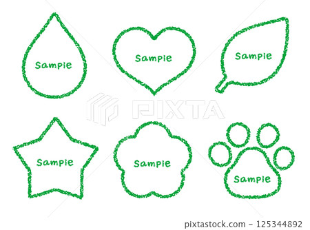 Hand-drawn crayon frame set of various shapes 125344892