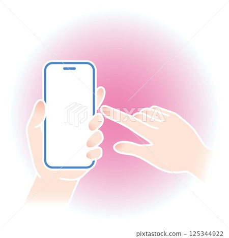 手操作智慧型手機_粉紅色_左手垂直握住_右手食指操作 手操作智慧型手機_粉紅色_左手垂直握住_右手食指操作 125344922