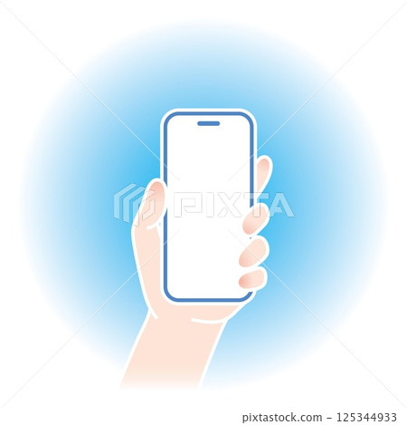 操作智慧型手機的手_藍色_用左手垂直握住 125344933