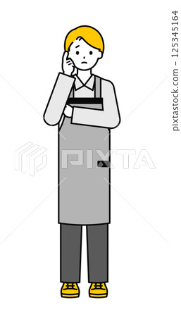 Full body pose_simple restaurant clerk male 12 125345164