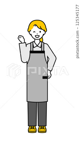 Full body pose_simple restaurant waitress woman 05 125345177