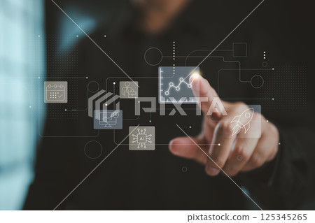 Touching interactive analytics to drive business growth and AI insights. 125345265