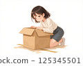 密封紙板箱的女孩 125345501