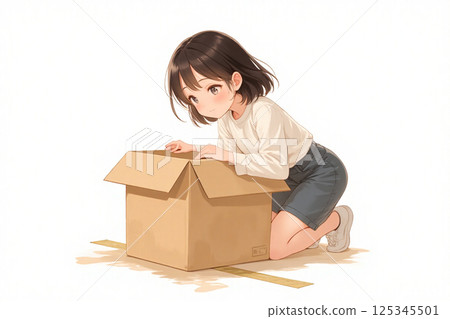 密封紙板箱的女孩 密封紙板箱的女孩 125345501