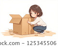 密封紙板箱的女孩 125345506