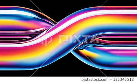 Colorful abstract twisting tubes with vibrant gradient reflections 125345518