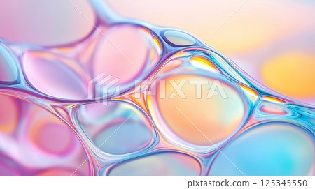 Colorful abstract glass-like bubbles with soft pastel hues 125345550