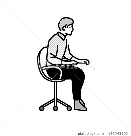 一名男子坐在椅子上的插圖 125345592