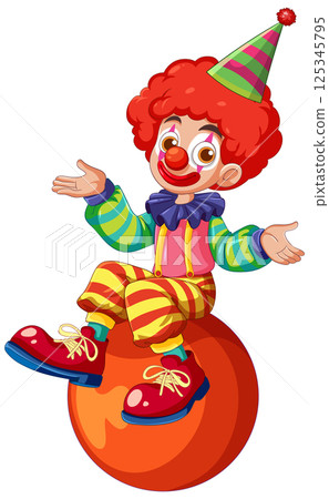 Colorful Clown Balancing on a Red Ball Colorful Clown Balancing on a Red Ball 125345795