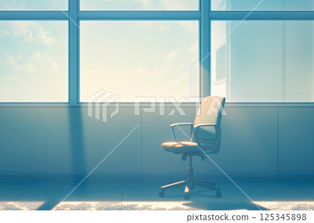 Office with morning sunlight and empty chair Office with morning sunlight and empty chair 125345898
