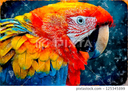 Colorful parrot watercolor portrait Colorful parrot watercolor portrait 125345899