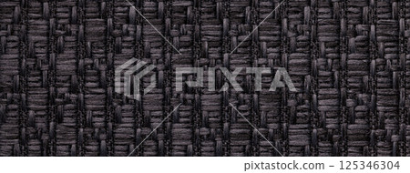Texture black color background from woven textile material with wicker pattern, macro. Structure vintage fabric Texture black color background from woven textile material with wicker pattern, macro. Structure vintage fabric 125346304