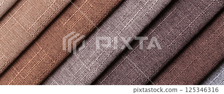 Sample woven textile brown and gray colors, background. Catalog and palette tone of Interior fabric Sample woven textile brown and gray colors, background. Catalog and palette tone of Interior fabric 125346316