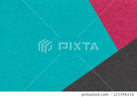 Texture craft cyan paper background with purple and black border. Vintage abstract turquoise cardboard. 125346318