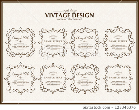 Elegant calligraphic square vintage frames set Elegant calligraphic square vintage frames set 125346376