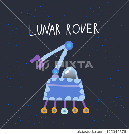 Lunar rover vector illustration on a blue background. 125346876