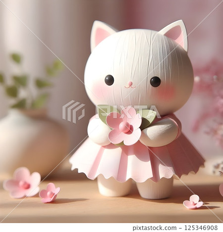 Charming Paper Cat Figurine 125346908