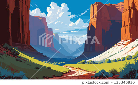 Majestic Canyon Landscape with River View 125346930