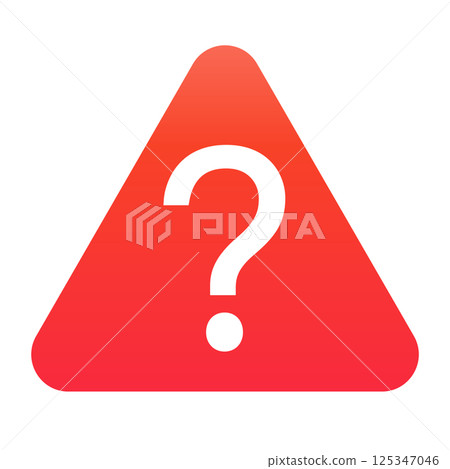 Question mark/attention icon (red/white)/triangle 125347046