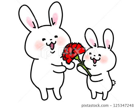 兔子送康乃馨的插圖 125347248
