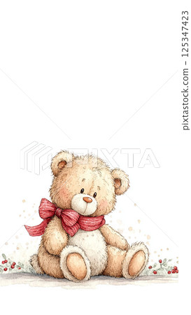 A soft-looking teddy bear sitting 125347423