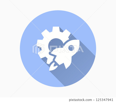 Startup launch flat icon with long shadow for graphic and web design. 125347941