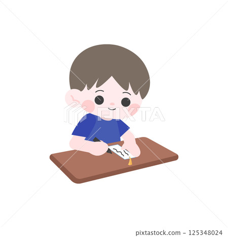 Boy writing a tanzaku Boy writing a tanzaku 125348024
