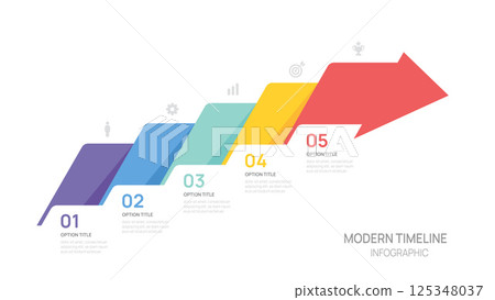 Infographics arrow symbol 5 steps timeline business to success template. 125348037