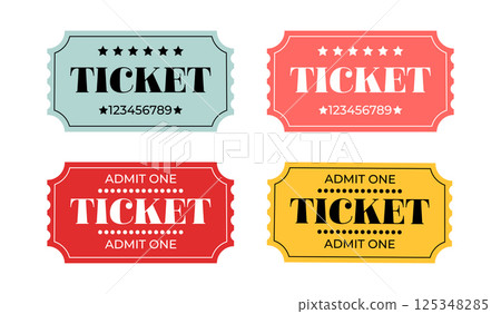 Set of tickets. Retro ticket design template. Set of tickets. Retro ticket design template. 125348285