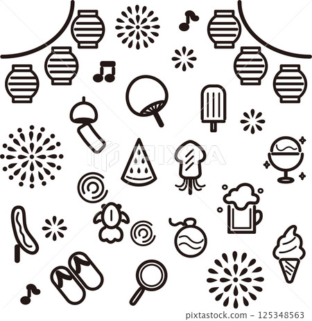 Icon Summer Festival Pictogram Line Line Icon Decoration Illustration Material Set Icon Summer Festival Pictogram Line Line Icon Decoration Illustration Material Set 125348563