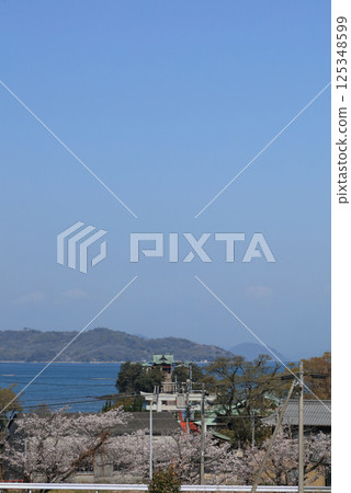 每逢櫻花季，孩子們的守護神津馬神社就會漂浮在香川縣三豐市美濃町的海上。 125348599