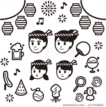 Icon Family Kids Summer Festival People Family Children Pictogram Line Illustration Material Set Icon Family Kids Summer Festival People Family Children Pictogram Line Illustration Material Set 125348664