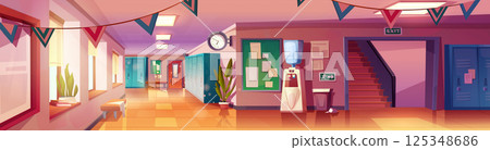 School hallway interior with furniture School hallway interior with furniture 125348686