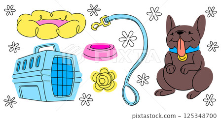 Pet supplies colorful vector illustrations 125348700