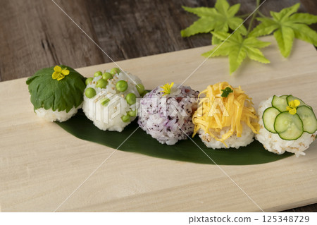 Spring vegetable temari sushi Spring vegetable temari sushi 125348729