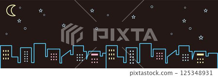Banner frame cityscape city building night silhouette background template design illustration material Banner frame cityscape city building night silhouette background template design illustration material 125348931