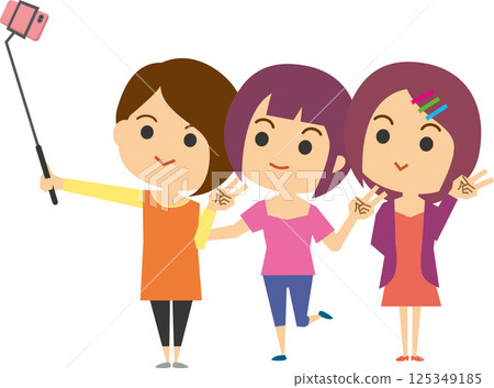 Illustration of a woman taking a selfie with a smartphone Illustration of a woman taking a selfie with a smartphone 125349185