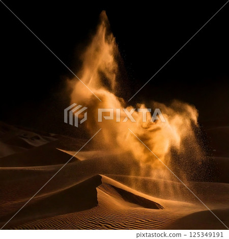 沙漠中燃燒的火焰 125349191