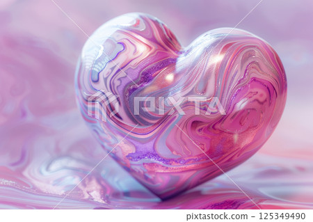 Vibrant Marble-Patterned Heart with Pink and Purple Swirls for Romantic Designs 125349490