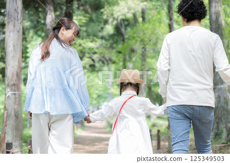 和家人一起去暑假找昆蟲吧!郊遊休閒圖片:一家人在森林裡快樂散步,沒有臉,背影 和家人一起去暑假找昆蟲吧!郊遊休閒圖片:一家人在森林裡快樂散步,沒有臉,背影 125349503