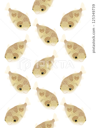 可愛的豪豬魚圖案插圖 125349739