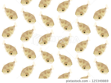 可愛的豪豬魚圖案插圖 125349869