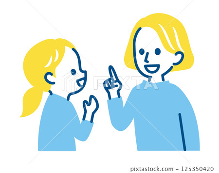 Daughter and mother talking 125350420