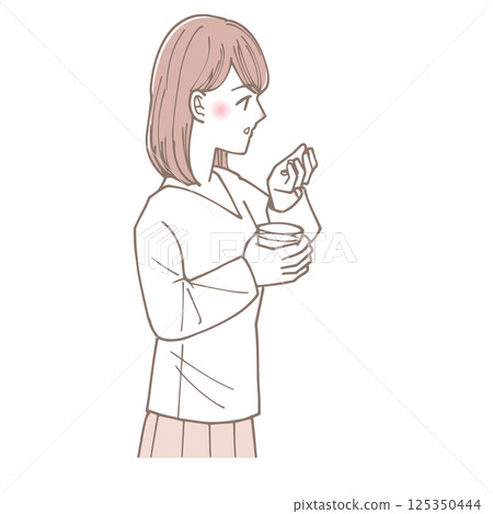 Illustration of a woman taking medicine 125350444