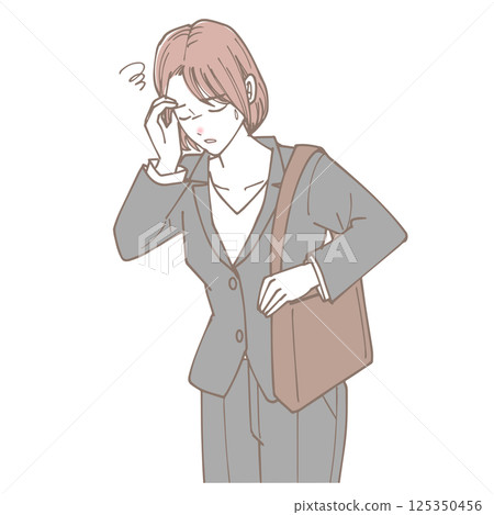 頭暈目眩的女人的插圖 125350456