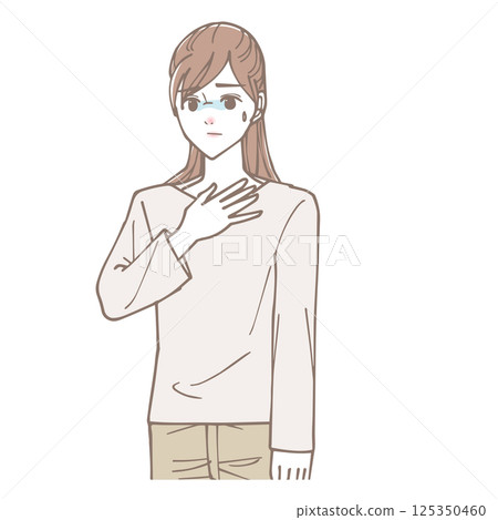 Illustration of a woman with heartburn 125350460