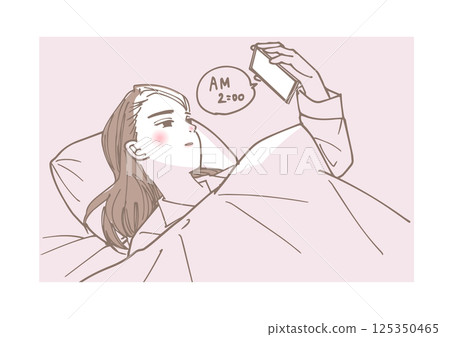 半夜醒來的女人的插圖 125350465