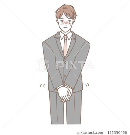 A man fidgeting with his hands on his crotch A man fidgeting with his hands on his crotch 125350466