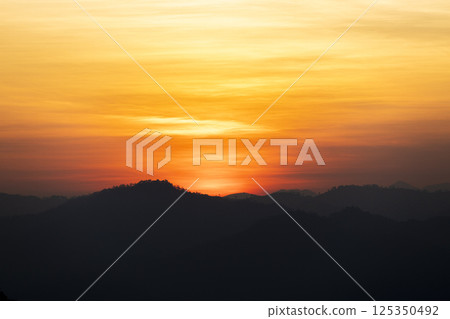 colorful dramatic sky with cloud at sunset 125350492