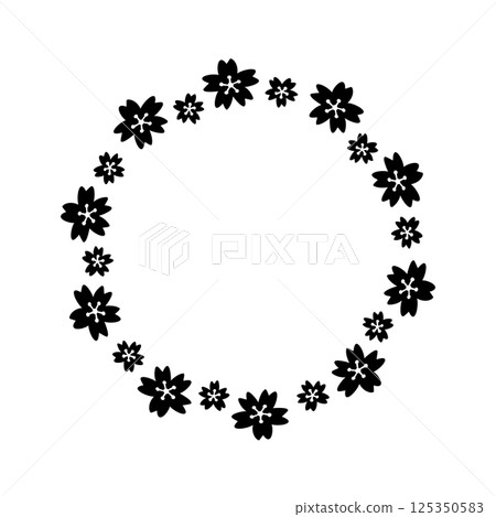 Simple hand-drawn cute cherry blossom frame 125350583